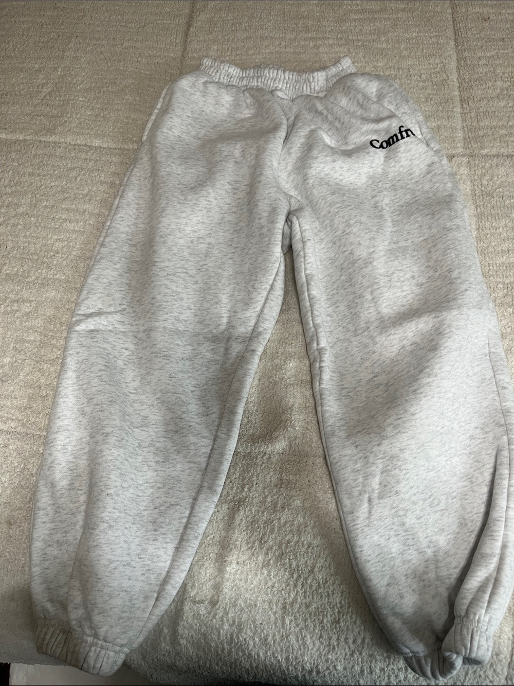 Comfort-Emblazoned Light Gray Kids' Sweatpants